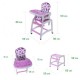 Scaun de masa multifunctional Ecotoys - Mov cu floricele