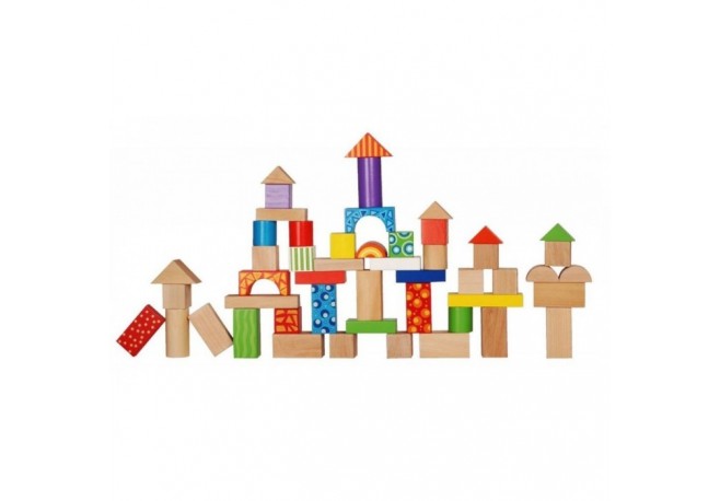 Cuburi din lemn Ecotoys (50 bucati)