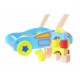Antemergator din lemn + 40 de cuburi 2114 Ecotoys - Albastru