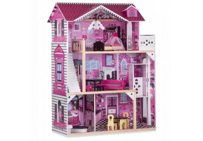 Casuta de papusi din lemn cu 3 etaje si lift Ricokids RC-806