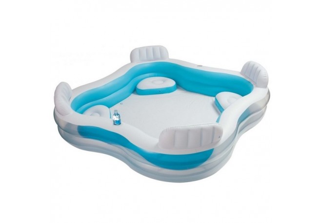 Piscina gonflabila cu scaune Intex 56475NP forma patrata 229 x 229 cm