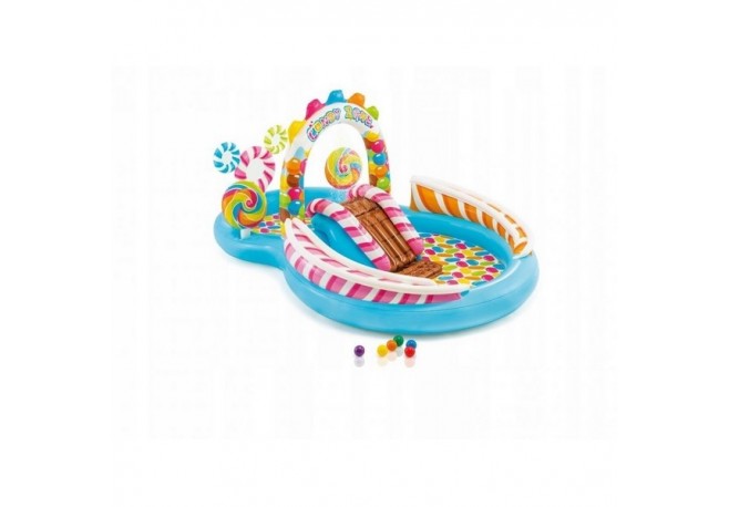Piscina gonflabila pentru copii cu tobogan Candy Intex 57149