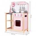 Bucatarie din lemn Ecotoys CA12009 cu sunete + accesorii bucatarie - roz