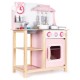 Bucatarie din lemn Ecotoys CA12009 cu sunete + accesorii bucatarie - roz