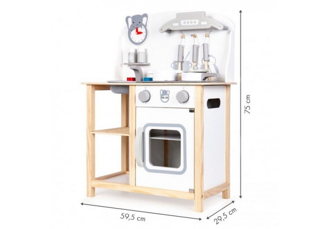 Bucatarie din lemn Ecotoys cu sunete + accesorii bucatarie CA12015