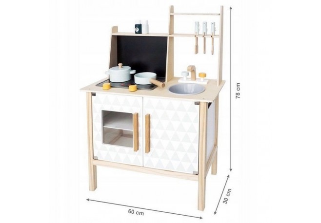 Bucatarie din lemn Ecotoys CA12092 cu tabla pentru retete
