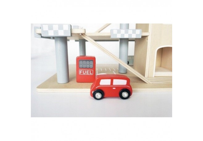 Parcare din lemn cu etaje si lift Ecotoys CA12104