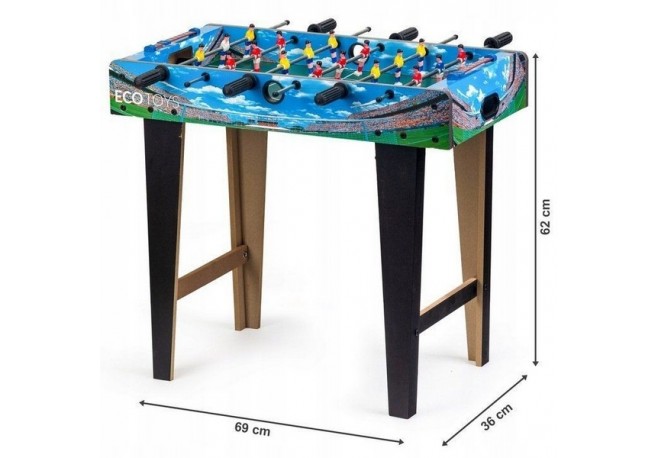 Masa De Fotbal Din Lemn Ecotoys 69 x 36 x 62cm - Albastru