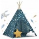 Cort De Joaca Pentru Copii Cu Lumini si 2 pernite Ricokids 120 X 120 X 165 Cm - Bleumarin cu stelute
