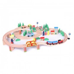 Linie de tren din lemn ECOTOYS HJD93940 75 piese
