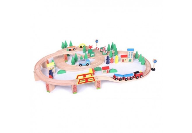 Linie de tren din lemn ECOTOYS HJD93940 75 piese