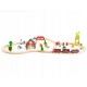 Circuit din lemn ECOTOYS HM180995 53 piese si trenulet multicolor
