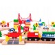 Joc Circuit din lemn ECOTOYS HM014665 cu trenulet si masinute 90 de elemente