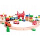 Joc Circuit din lemn ECOTOYS HM014665 cu trenulet si masinute 90 de elemente