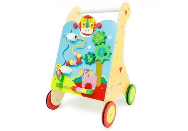 Antemergator multifunctional pentru Copii din Lemn Natural Zoo ECOTOYS MA087 3 in 1