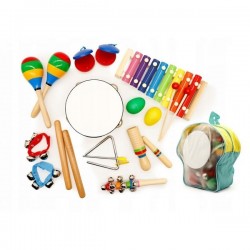 Set muzical din lemn Ecotoys MA01 10 instrumente Multicolor