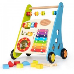 Antemergator ECOTOYS HJD931019 Ursulet pentru Copii din Lemn Natural 3 in 1