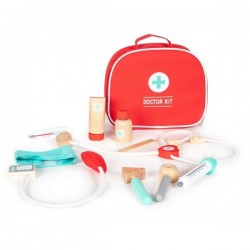Trusa de doctor din lemn Ecotoys 4503 10 elemente Multicolor