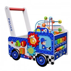 Antepremergator educational din lemn Ecotoys HM013239 masina de politie multicolor