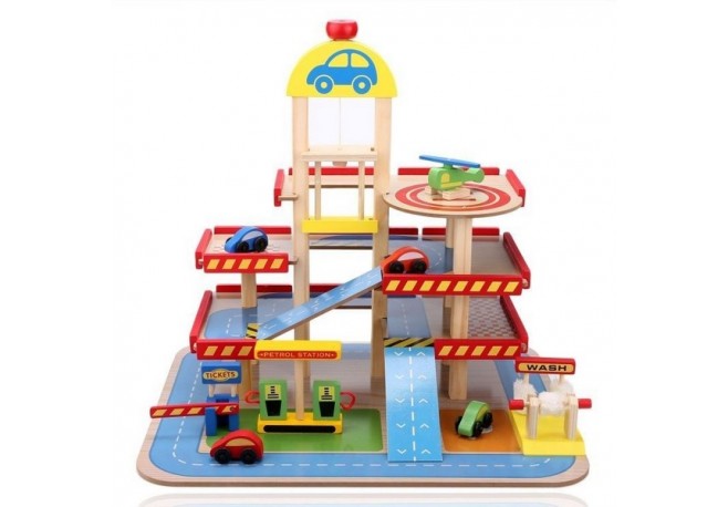 Parcare cu etaje Ecotoys HM013290 din lemn