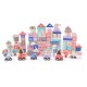 Set cuburi de constructii creative Ecotoys HM015220 din lemn 115 blocuri