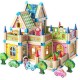 Constructie din lemn tip casuta castel Ecotoys CL024 6 in 1 multicolor