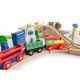 Jucarie cale ferata din lemn cu tren cu baterii Ecotoys HM015147 69 elemente multicolor