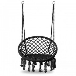 Leagan suspendat pentru interior/exterior cu spatar cuib de barza negru GW-076