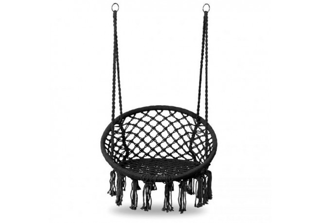 Leagan suspendat pentru interior/exterior cu spatar cuib de barza negru GW-076