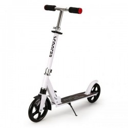 Trotineta urbana ECOTOYS SSWT-2019 cadru usor din aluminiu roti mari cu amortizor picior de sprijin alba