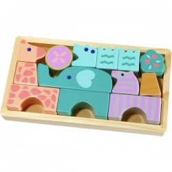 Set figurine animale din lemn ECOTOYS cutie din lemn