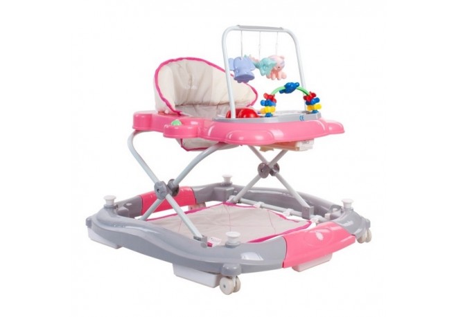 Premergator Sun Baby Pisicuta 021 cu functie de balansoar - Pink Grey