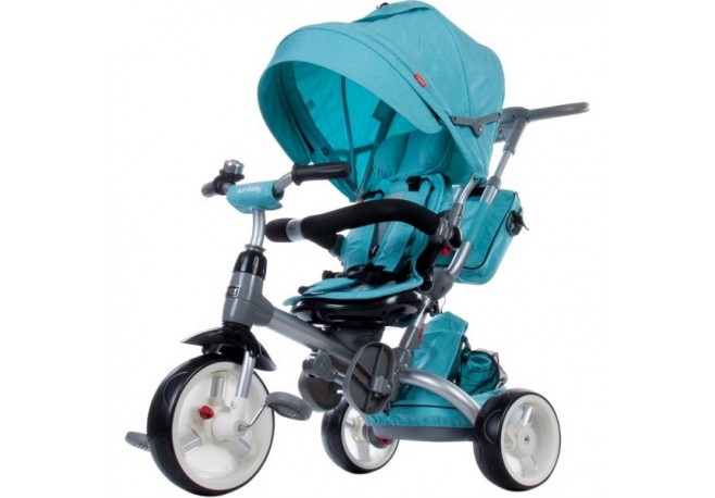 Tricicleta cu sezut reversibil Sun Baby 007 Little Tiger - Melange Turquoise