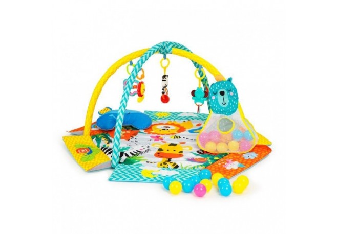 Salteluta de joaca cu 30 bile si pernita in forma de elefant Ecotoys CC9638 - Multicolora