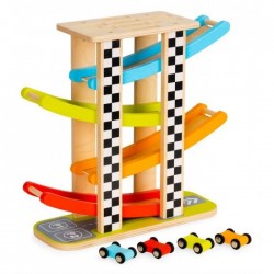 Rampa din lemn cu 4 masinute Ecotoys PH05W005
