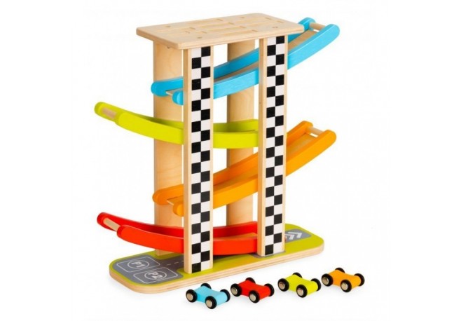 Rampa din lemn cu 4 masinute Ecotoys PH05W005