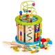 Cub educational din lemn cu jocuri blocuri si pescuit Ecotoys HM175920