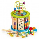 Cub educational din lemn cu jocuri blocuri si pescuit Ecotoys HM175920