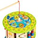 Cub educational din lemn cu jocuri blocuri si pescuit Ecotoys HM175920