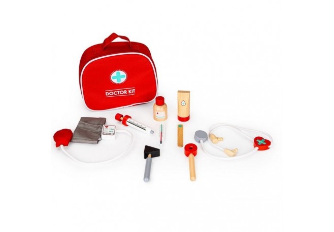 Trusa medicala cu 9 elemente din lemn Ecotoys 4501