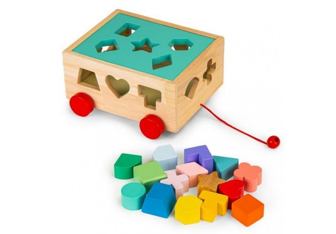 Carucior educational cu blocuri din lemn Ecotoys HM015197
