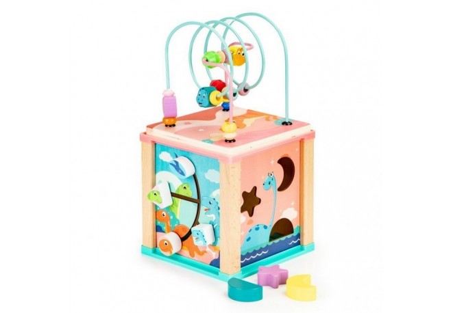 Cub educational din lemn Ecotoys Dino HM015471
