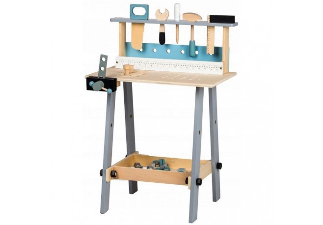 Banc de lucru cu unelte din lemn cu 32 de elemente Ecotoys 1172