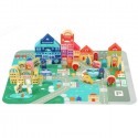 Centru de activitate orasel educational cu blocuri din lemn 120 piese Ecotoys MA426