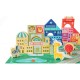 Centru de activitate orasel educational cu blocuri din lemn 120 piese Ecotoys MA426