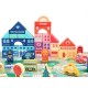 Centru de activitate orasel educational cu blocuri din lemn 120 piese Ecotoys MA426