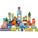 Set educational cu blocuri din lemn 100 piese animalute Ecotoys SR19003