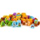 Set educational cu blocuri din lemn 100 piese animalute Ecotoys SR19003