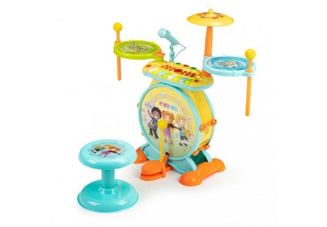 Tobe pian si microfon pentru karaoke 2 in 1 cu LED Ecotoys HC490483