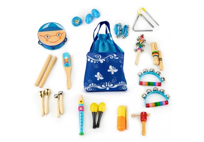 Set muzical din lemn cu 16 instrumente Ecotoys MK0700401